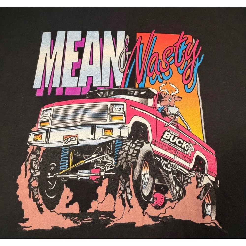 Mean & Nasty Buck Motorsports Park Monster Truck T-Shirt Black Sz Mens Medium